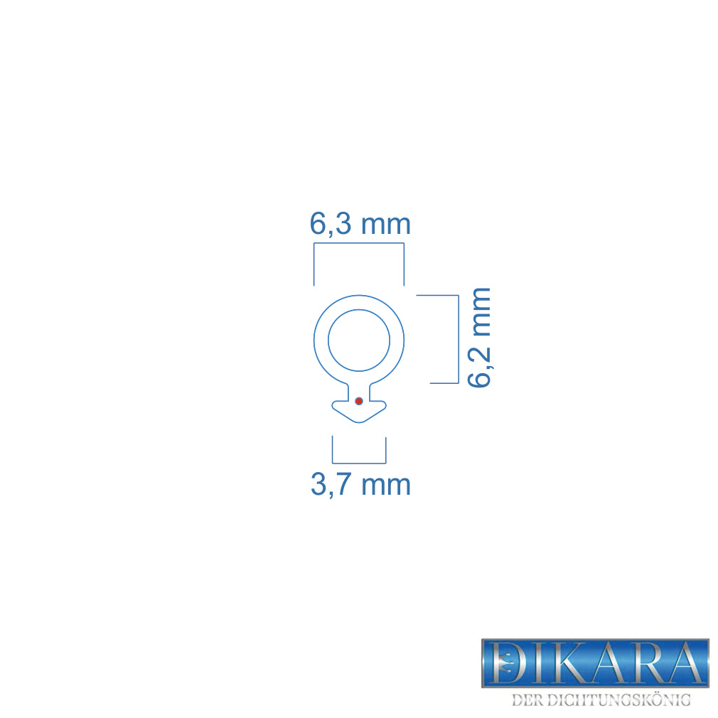 Fensterdichtung - Schlauchdichtung Nutbreite 3,7 mm Falzbreite 6,3 mm (Di-19)